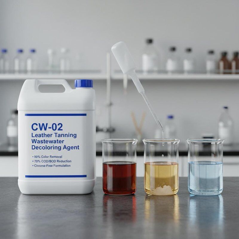 CW-02 Leather Tanning Wastewater Decoloring Agent with 90% Color Removal 70% COD/BOD Reduction and Chrome-Free Formulation
